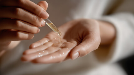 Natural Face Serum Application in Gentle Light