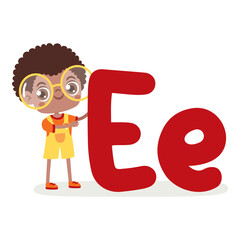 Cartoon Kid Posing With Letter