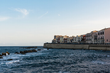 Old Seaside Promenade with Historic Buildings by the Sea in Italy