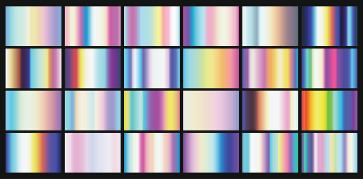  rainbow metallic gradients with holographic colors vector templates