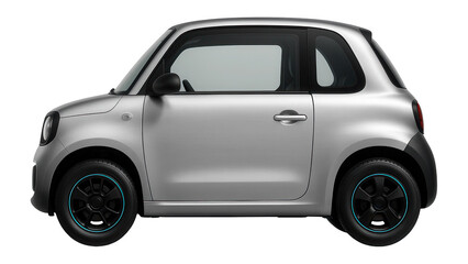 Compact two-seater microcar with rounded edges and a short wheelbase