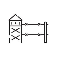 War web icons in line style. Army, battle, conflict, military, missile, refugees, bomb, tank, collection.