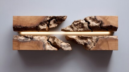 Wooden boards with natural bark texture