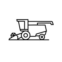 Outline combine harvester icon for agriculture and farming harvest operations