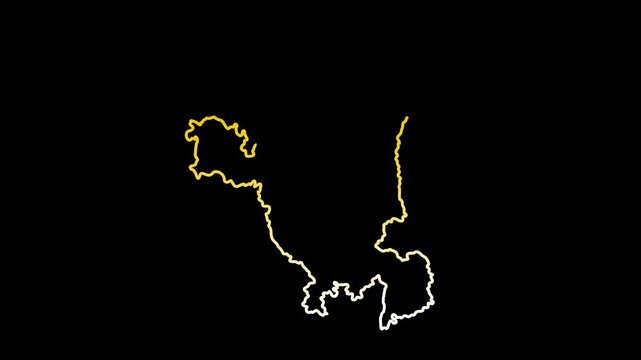 2D Map of Haryana in gradient outline with boundary line animation