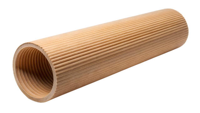 A single corrugated pipe isolated on a white background