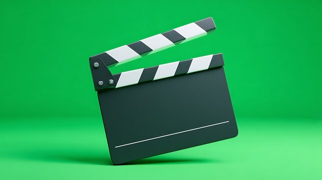 Black And White Clapperboard On Green Background