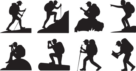 Hiking and Backpacking Outdoor Adventure Icons