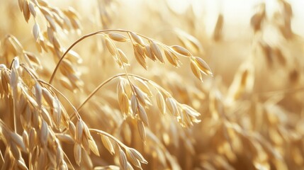 Golden oat heads in a field.