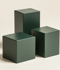 Obraz premium Empty podium and product pedestal in cubic podiums mockup, showcasing versatile design for display purposes, ideal for highlighting cosmetics or other products effectively