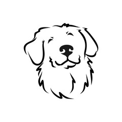 Dog head logo vector illustration in minimalist line art style

