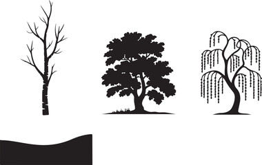 "Silhouette Trio: Tree Diversity in Shadow"
"Three Trees, Three Shapes: Nature's Contrast in Silhouette"
"Tree Silhouettes: From Oak to Pine"