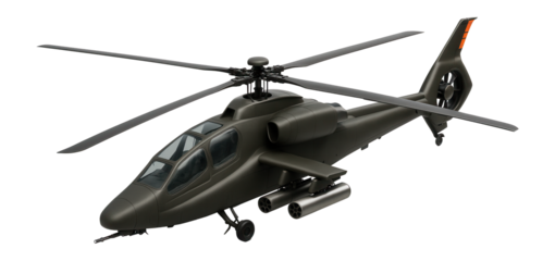 Attack helicopter with a tandem cockpit and external missile launchers