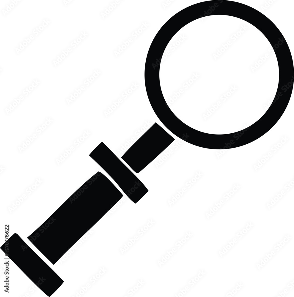 Poster a simple black silhouette of a magnifying glass with a circular lens and a thick handle isolated on 