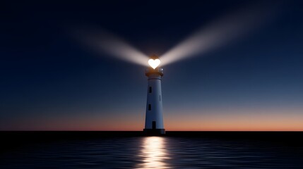 Fototapeta premium Illuminating the Horizon:A Lighthouse at Dusk