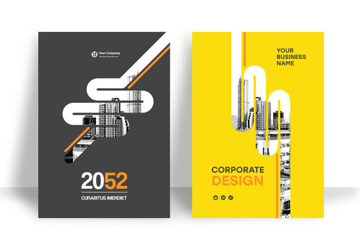 Business Report Cover Template &ndash;  Vibrant yellow and Orange Geometric Layout (A4)	
