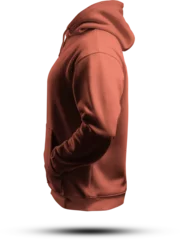  Mockup of orange men's hoodie oversized 3D rendering  png  side view © olegphotor
