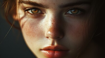 Close-up portrait of a young woman's face.