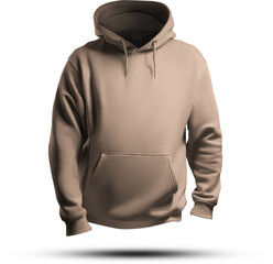 Mockup of nude; beige; tun men's oversized hoodie 3D rendering; png; front view