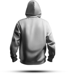 Mockup of white men's hoodie oversized 3D rendering; png; back view