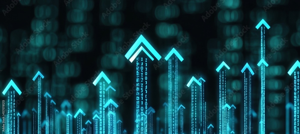 Poster futuristic digital growth arrow concept representing progress and forward motion in technology