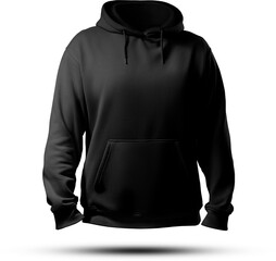Mockup of black men's hoodie oversized 3D rendering; png; front view
