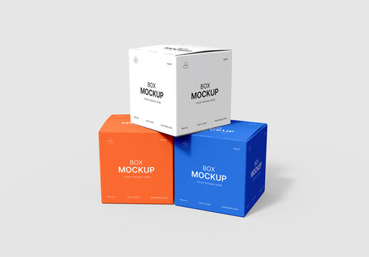 Colorful Square Box Mockup Display