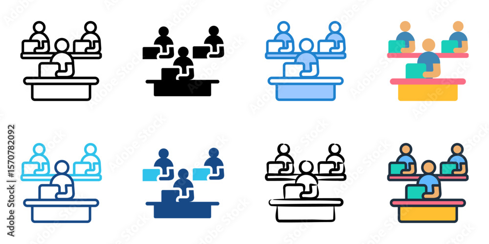 Poster workplace icon set multiple style collection