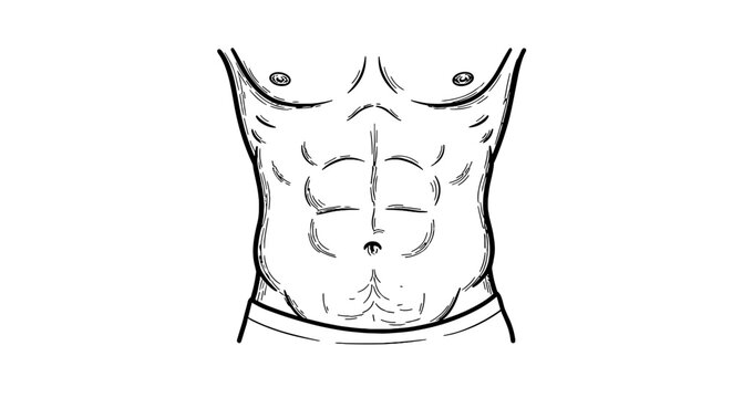 Men&rsquo;s Abs Black Vintage Sketch on Transparent PNG - International Men&rsquo;s Day  illustration
