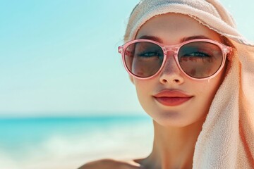 Fototapeta premium Model enjoying summer sun on a tropical beach