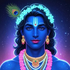 Radha Krishna in Celestial Radiance &ndash; A Blissful Portrait of Love Beyond Time and Space