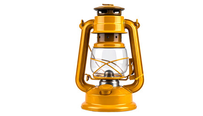 Old-fashioned oil lantern used in mines, isolated on transparent background