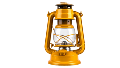 Old-fashioned oil lantern used in mines, isolated on transparent background