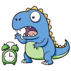 Blue Dinosaur Scared Alarm Clock