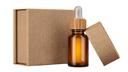 Glass Dropper Bottle With Kraft Gift Box Product Mockup