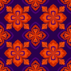 Fototapeta premium seamless floral pattern ,purple background , red flower ,floral , purple