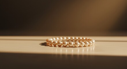 Pearl Bracelet on Table with Soft Light Elegant Jewelry Shot