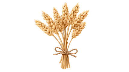Golden Wheat Sheaf on Transparent Background