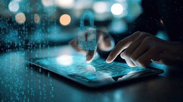 The secure tablet interface showcasing digital privacy and modern technology.