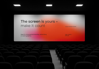 Dark Room Stage Screen Mockup &ndash; Editable Display for Movie Premiere, Presentation, or Branding Showcase