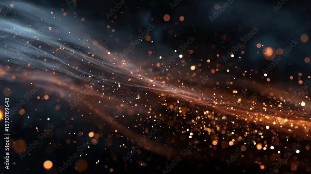 Poster dynamic light trails animation digital space video art abstract background close-up view motion conc