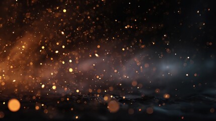 Naklejka premium Dynamic sparkling particles in dark environment abstract visual art close-up perspective enigmatic concept