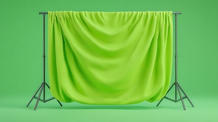 Green Fabric Draped On Photography Studio Background