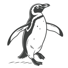 Fototapeta premium Minimalist Black and White Penguin Silhouette Illustration
