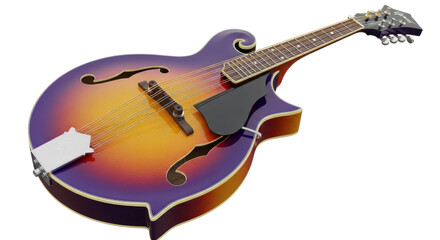 Obraz premium Purple orange sunburst mandolin stringed instrument isolated on a transparent background
