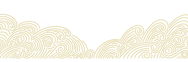 High waves, ocean storm. Japanese line pattern