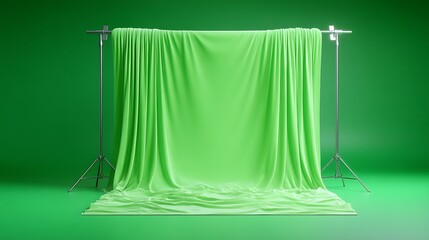 Indoor Photography Studio Setup with Green Backdrop