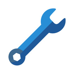 Blue Wrench Spanner Tool Vector Icon for Repair, Service, and Settings
