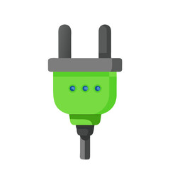 Green Electric Power Plug Vector Icon for Energy, Connection, and Charging