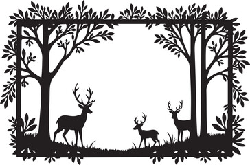 Deer Forest Frame Silhouette Bundle